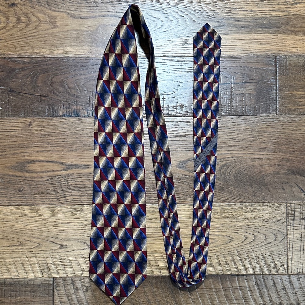 Nordstrom JZ Richard’s Geometric Patterned Silk Tie in Red, Blue, and Gold - Picture 2 of 6